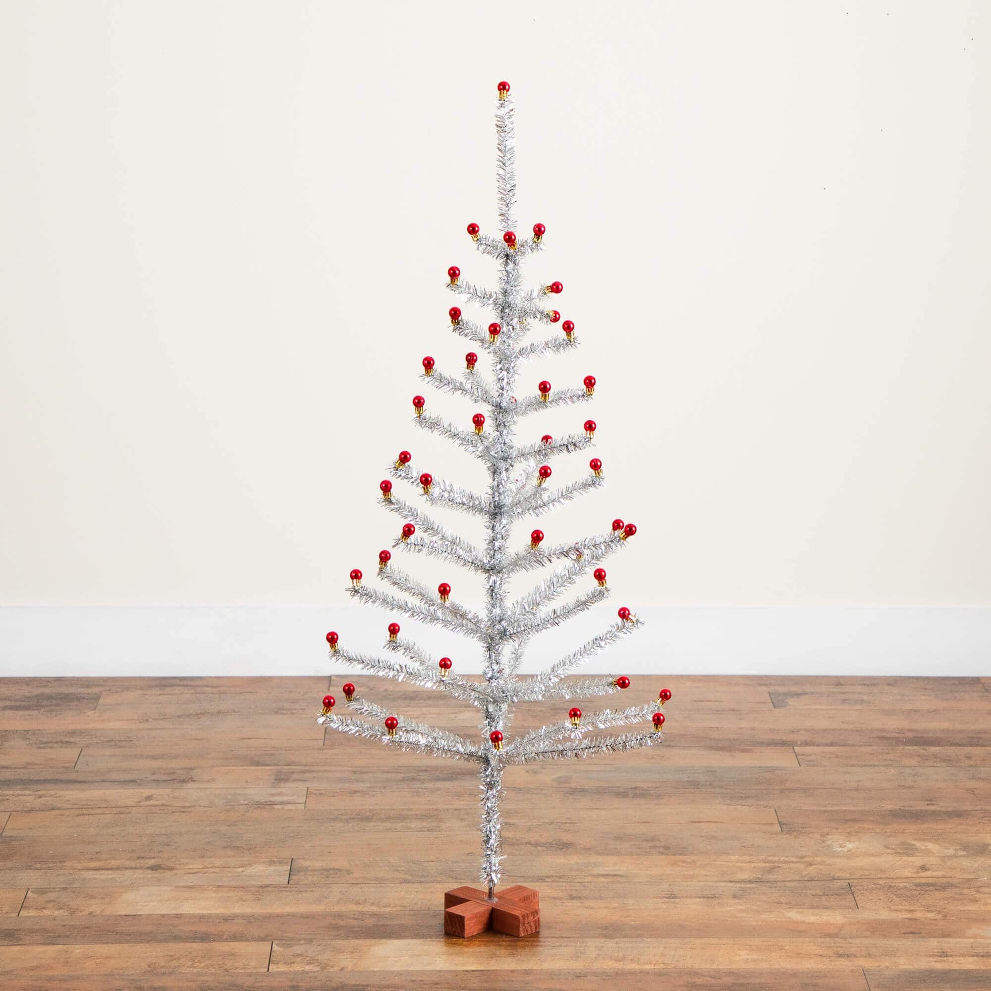 4ft. Unlit Retro Silver Tinsel Artificial Christmas Tree